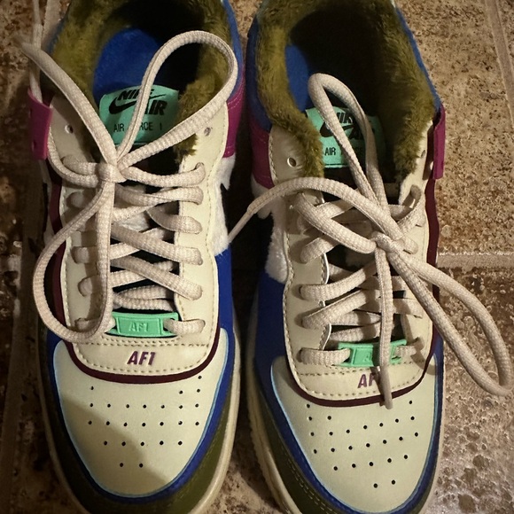 Nike Air Force 1 color block, rare and hard to find with unique fur trim - Picture 1 of 5